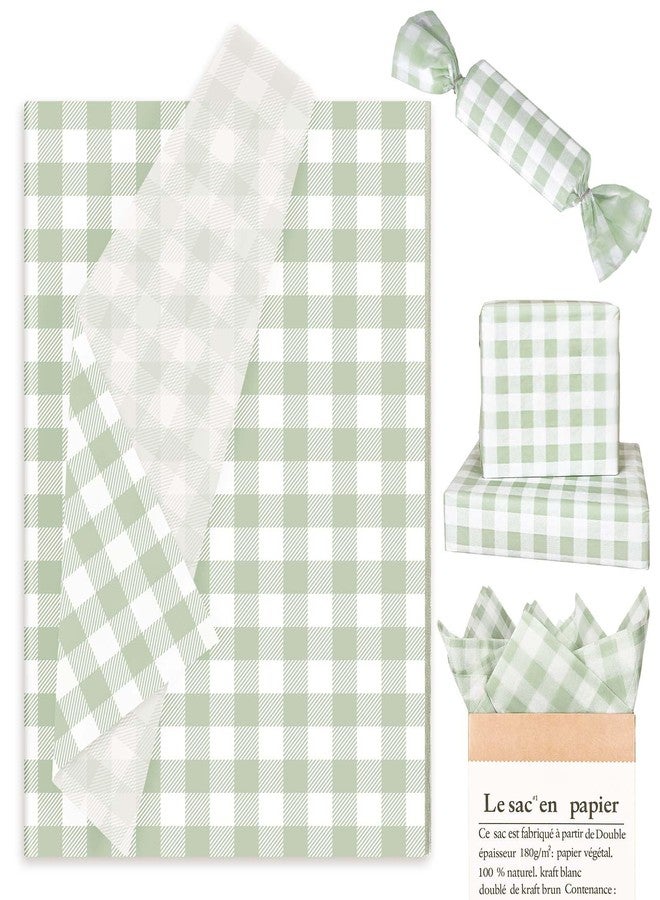 Whaline 100 Sheets Sage Green Buffalo Plaid Tissue Paper Mint Green Checkered Gift Wrapping Tissue DIY Art Craft Tissue Paper for Wedding Birthday Baby Shower Bouquet, 13.7 x 19.6 Inch - Image 1